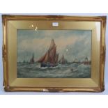 Robert Malcolm Lloyd (1859-1907) - 'Trawlers returning to Gorleston', (Norfolk), watercolour,
