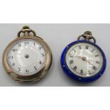 A silver & blue enamelled pocket watch 'G.S' and an '800' stamped pocket watch no: 1833381.