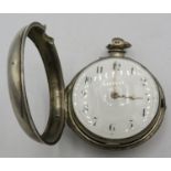 A Georgian silver pair cased pocket watch, London 1829, makers JD, Condition report: Age related