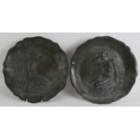 A pair of late 19th century Art Nouveau pewter plaques, each signed Ledru (Auguste Ledru 1860-1902),