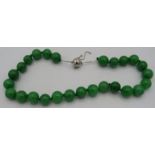 Natural jade statement necklace, large 20mm polished beads of even size, 20" length, magnetic clasp,