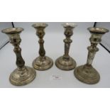 Two pairs of silver candlesticks, both approx 5 1/2" high, one pair London 2000, the others London