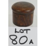 A turned hardwood treen lidded pot with domed top. Diameter 6.5cm. Height 5.5cm. Condition report: