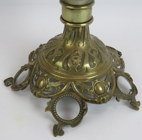 A 19th century brass mounted frosted and cut glass table centre. Height 43cm. Condition report: - Image 3 of 5