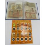 A collection of Indo-Chinese bank notes in an album and a set of Qing Dynasty Chinese coins. (2).