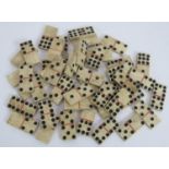 46 antique bone dominoes, probably 19th century prisoner of war made. Each domino 33mm x 16mm.
