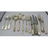 An assortment of silver cutlery to include 6 forks, four spoons and three knives, all fully