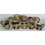 Ten large vintage Royal Doulton character jugs including George Washington, Williamsburg