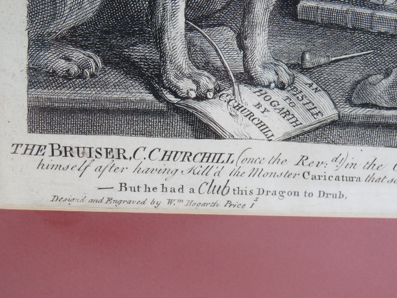 An 18th century satirical engraving by William Hogarth, The Bruiser, C Churchill in the character of - Image 3 of 4