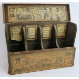 A vintage Dr De Waltoff's pine apothecary cabinet consisting of four compartments for bottles and