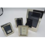 A collection of three small modern photograph frames, all fully hallmarked, approx 3" x 2" and an