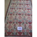 Senneh Kilim runner repeat pattern on lemon field. 3.80 x 0.78. Condition report: Good colour and