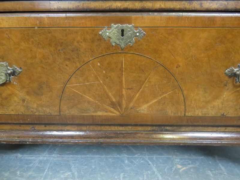 A fine George II burr walnut chest on chest, crossbanded and strung with boxwood and satinwood, also - Image 3 of 6