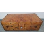 A large antique leather travelling trunk by Drew & Sons of Piccadilly of excellent patina, with