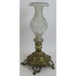 A 19th century brass mounted frosted and cut glass table centre. Height 43cm. Condition report: