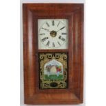 A 19th century American striking wall clock by Jerome and Co with beehive decorated glazed door.