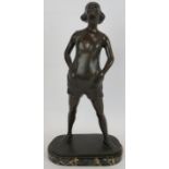 An Art Deco style bronze figure of a young girl after Erich Van Den Driesch (1878-1915) mounted on a