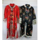 Two vintage Chinese silk robes, c1960s. Both embroidered and fully lined. Length 107cm. (2).