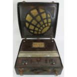 A McMichael super range portable four valve medium/long wave radio, c1930s in fitted leather case,