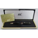 A Mont Blanc Meisterstuck ball point pen with original case and guarantee card. Serial Number