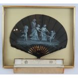 An antique Duvelleroy silk fan by J Duvelleroy. Hand painted with maidens and putti on faux