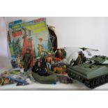 A large quantity of vintage Palitoy Action Man figures, accessories and vehicles including five