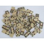 46 antique bone dominoes, probably 19th century prisoner of war made. Each domino 33mm x 16mm.