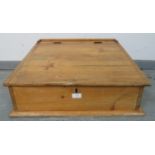 An antique pine table top writing slope with ¾ gallery and rising lid. Condition report: No