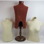 A contemporary male torso shop display mannequin on stand, a vintage Siegel and Stockman child's