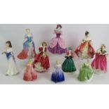 Ten various Royal Doulton figurines including Lady Pamela, Rose, Southern Belle, Sunday Morning,