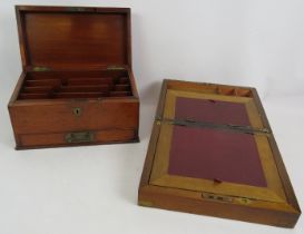 A small 19th century walnut writing slope with fitted interior and an antique mahogany stationery