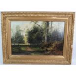 W. Rogers (19th century) - 'Woodland Scene', oil on canvas, signed, 40cm x 60cm, framed. Condition