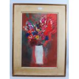 Bouchard (1987) - 'Still life, vase of flowers', pastel, signed and dated, Canadian framers label