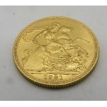 A 1981 gold Sovereign. In very good condition.