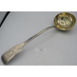 A heavy Georgian silver soup ladle. London 1836. Monogrammed. Approx: 9 troy oz/ 280 grams.