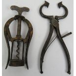 A 19th century James Heeley & Sons patent double lever 6006 corkscrew, stamped Stacy, 4 Newgate