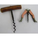 A late 19th/early 20th century novelty corkscrew in the form of a pair of ladies legs and an