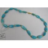 Extremely rare Persian 'Barkhanel turquoise necklace with hand made 22ct gold spacers