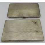 An RAF silver engine turned cigarette case with gilded interior. Engraved 'P Woodhouse Nov 17th