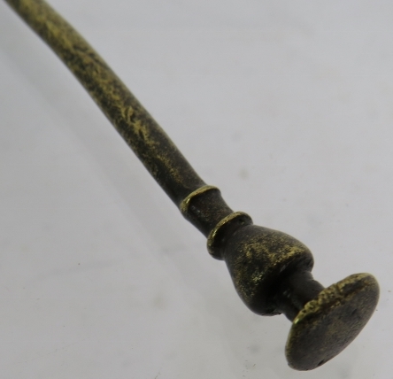 A post Medieval cast brass latten spoon with seal top terminal and possible maker's mark to bowl. - Bild 3 aus 7