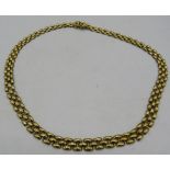 A 9ct yellow gold, 3 row link necklace with hinged clasp. Approx: 16" long, 20 grams. Condition