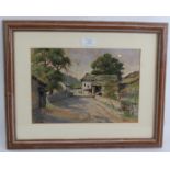 Tom Sykes (20th century) - 'Rustic buildings in a rural landscape', pastel, signed, 22cm x 32cm,