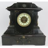 A large 19th century French slate striking mantel clock with movement by Japy Freres No 6221 411.