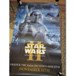 A large vinyl film poster for Star Wars II, Attack of the Clones, Lucasfilm Copyright 2002. 98cm x