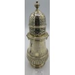 A large silver sugar caster with 1/2 fluting around the edge. Sheffield 1894. 10.2 troy oz/ 318