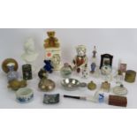 A lot of mixed collectables including a Crown Derby teddy bear, perfume bottles, cloisonné, a