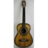 A late 19th century inlaid Spanish guitar bearing a label for Alejandro Roca Y Hermanos, Valencia.