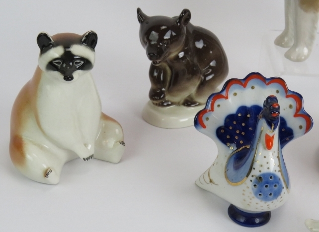 Seven Russian porcelain figures of animals, mainly Lomonosov and two Royal Copenhagen figures - Bild 2 aus 5