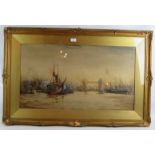 Ernest Dade (1868-1936) - 'River Thames scene', watercolour, signed, 46cm x 82cm, framed.