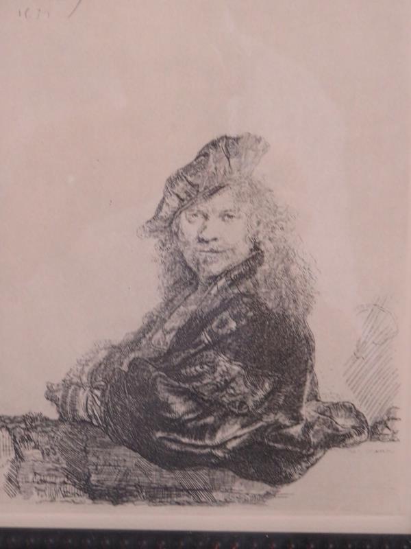 After Rembrandt (Dutch, 1606-1669) - 'Self Portrait', etching, 20cm x 16cm, inset good quality - Bild 2 aus 3